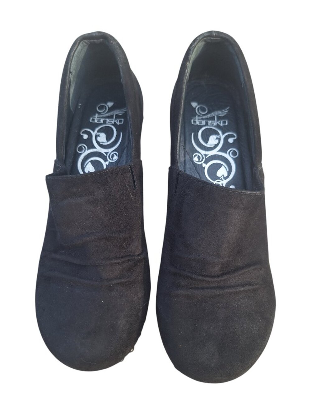 Dansko Nori Black Suede Clog Heels Size 7.5 / 8 EU 38 Comfort Bohemian
